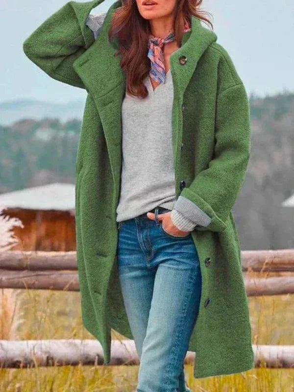 Alisse – Langer Button-Up Teddy-Mantel für Frauen
