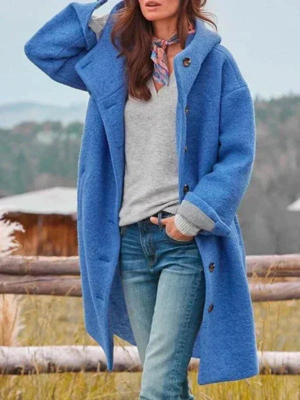 Alisse – Langer Button-Up Teddy-Mantel für Frauen
