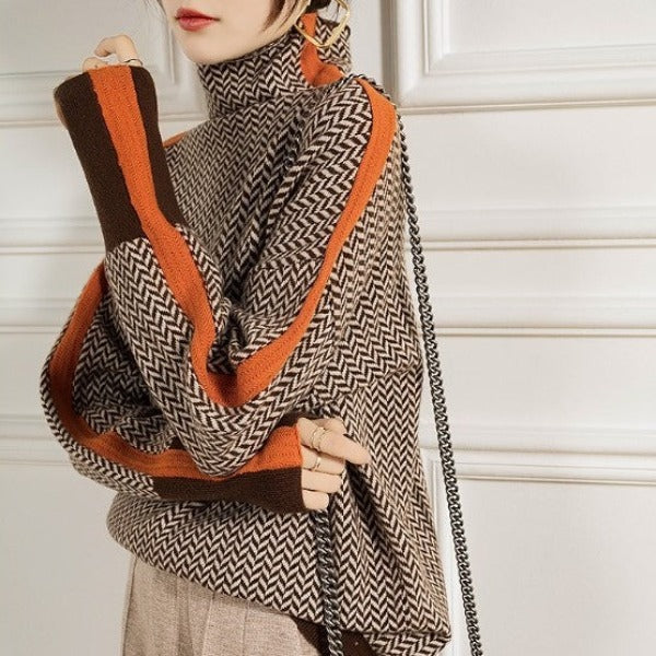 Vera™ | Pullover mit hohem Kragen und kontrastierenden Streifen