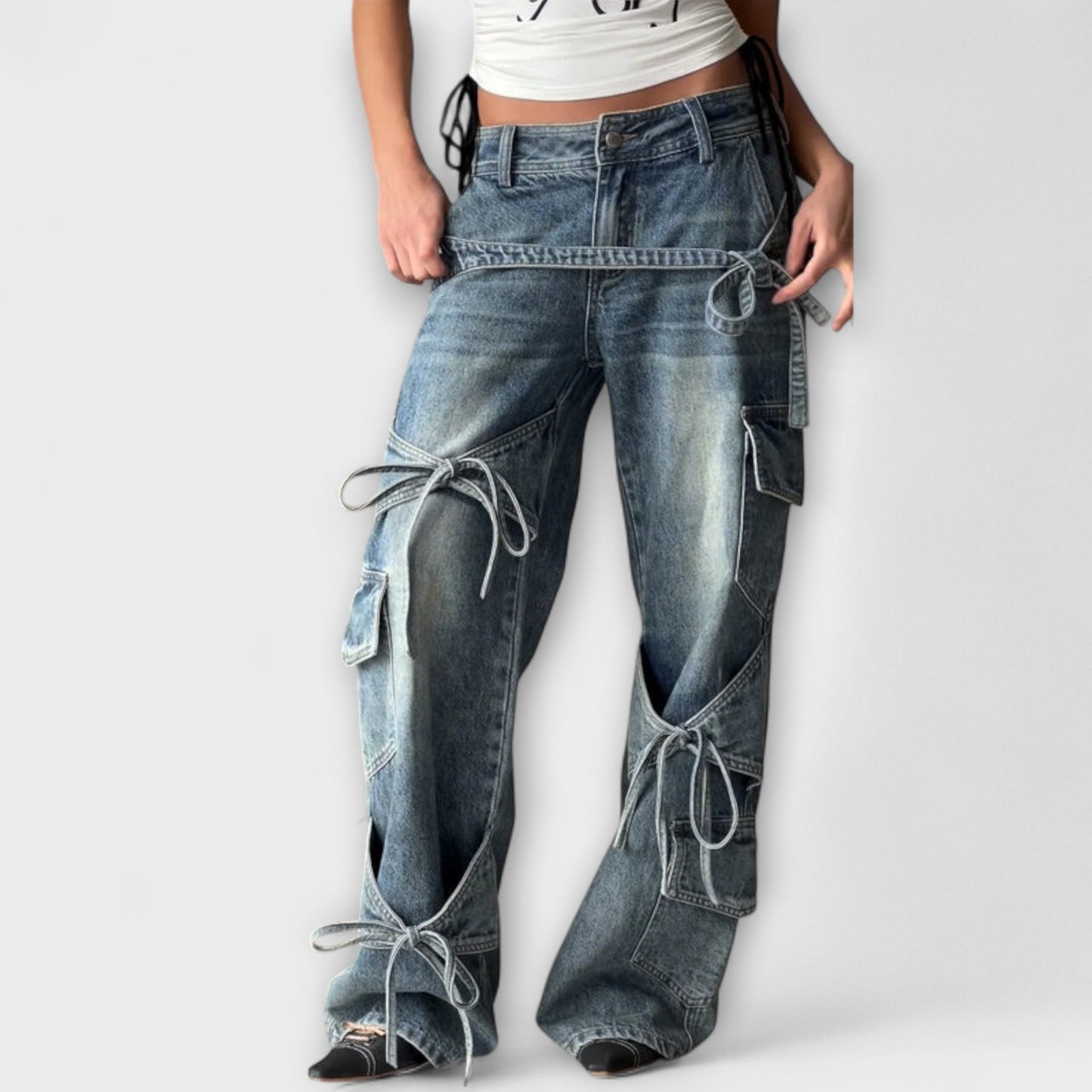 Mira – Utility-Jeans Mit Knotendetail Aus Denim