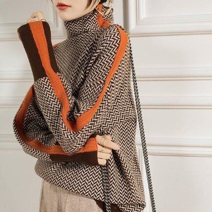 Vera™ | Pullover mit hohem Kragen und kontrastierenden Streifen