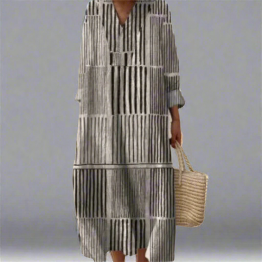 Margot™ | Monochrome Streifen Komfortkleid