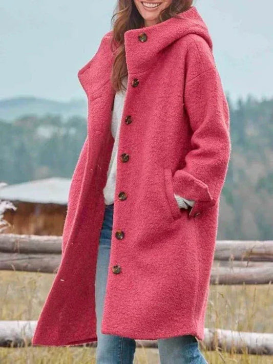 Alisse – Langer Button-Up Teddy-Mantel für Frauen