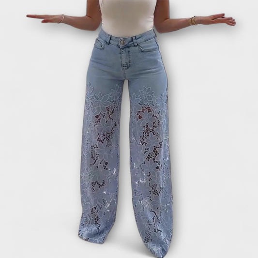 Lina – Patchwork-Jeans Mit Trendigem Spitzen-Detail