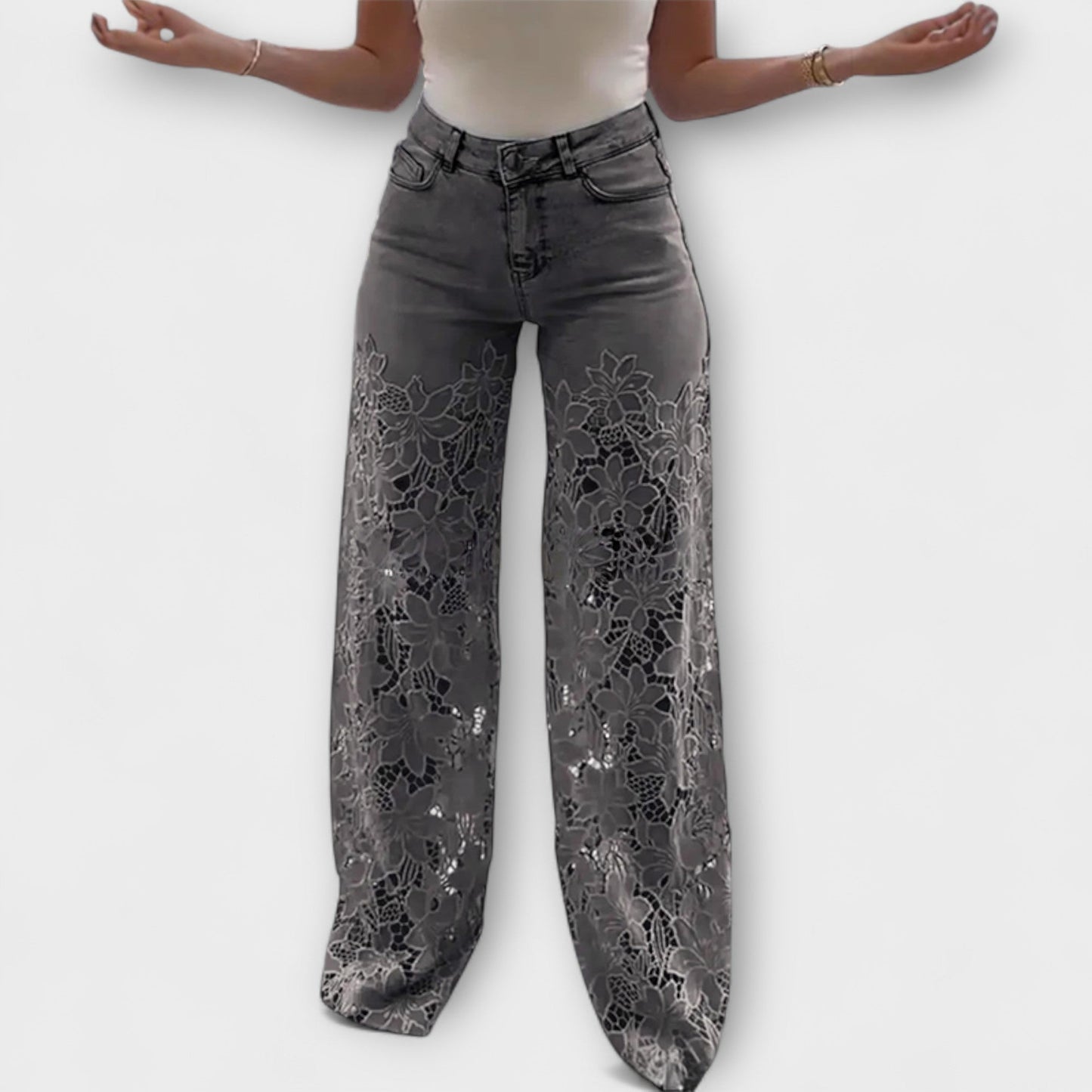 Lina – Patchwork-Jeans Mit Trendigem Spitzen-Detail