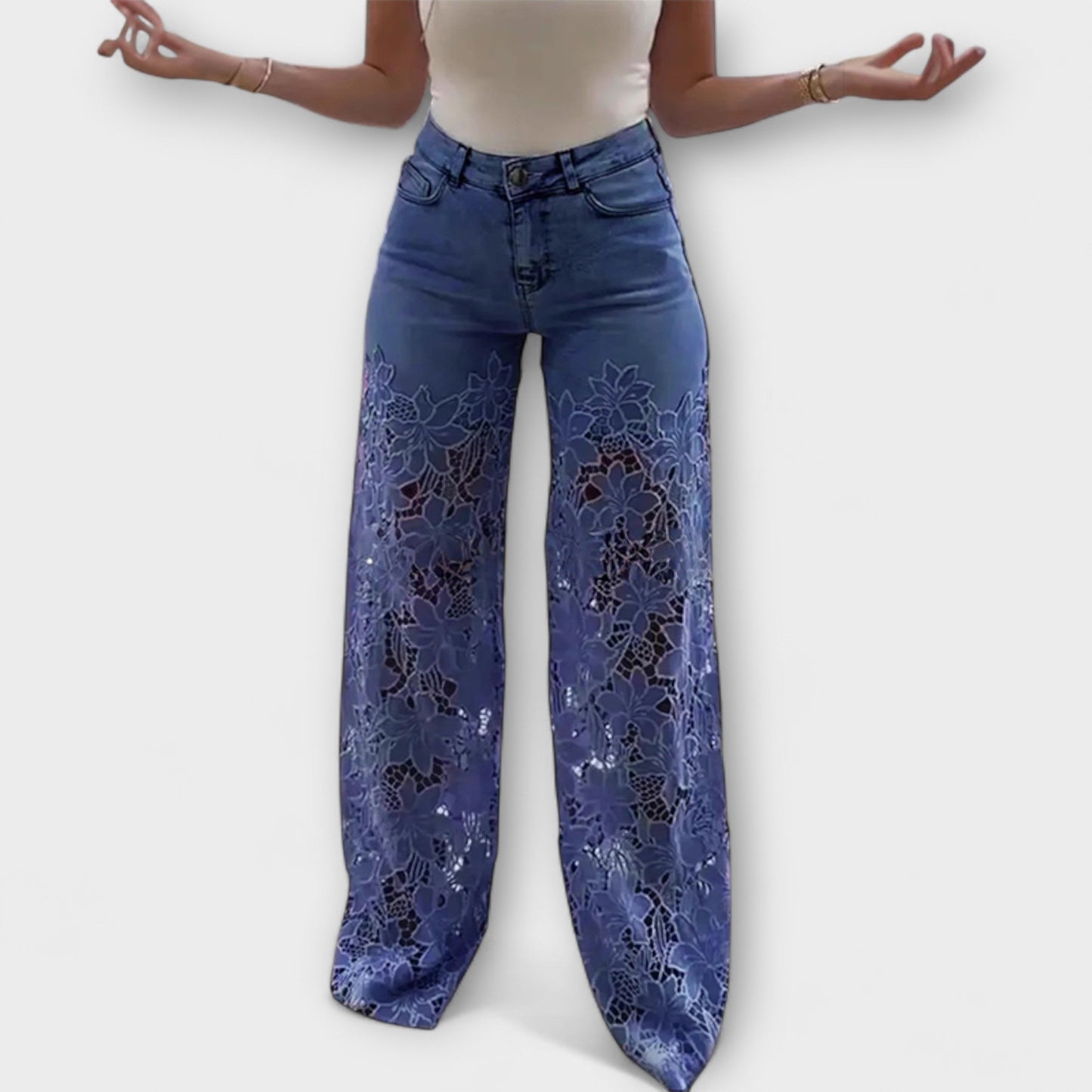 Lina – Patchwork-Jeans Mit Trendigem Spitzen-Detail