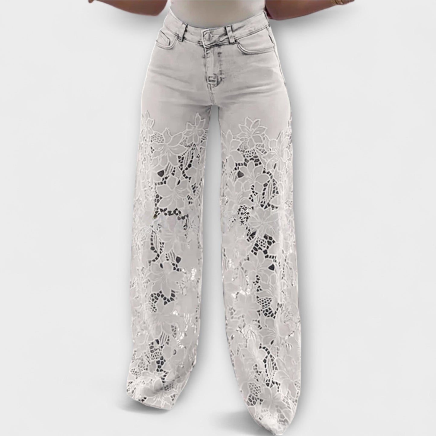 Lina – Patchwork-Jeans Mit Trendigem Spitzen-Detail
